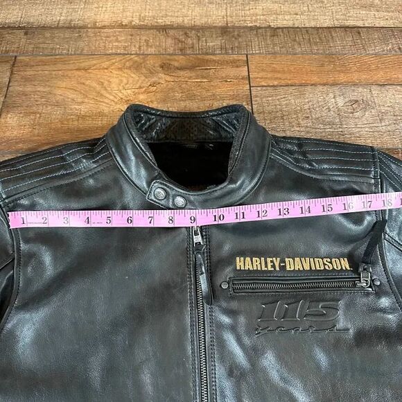 Size XL Harley-Davidson 115th Anniversary Leather Jacket Men's Black Buffalo #79 - Picture 4 of 12